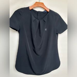 Land's End Chase Bank Logo Short-Sleeve Blouse with Brass Zipper